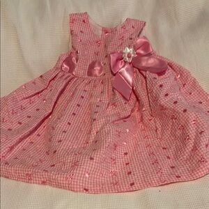 Pink Gingham Baby Dress with Bow